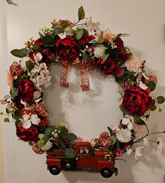 Extra large holiday grapevine wreath.