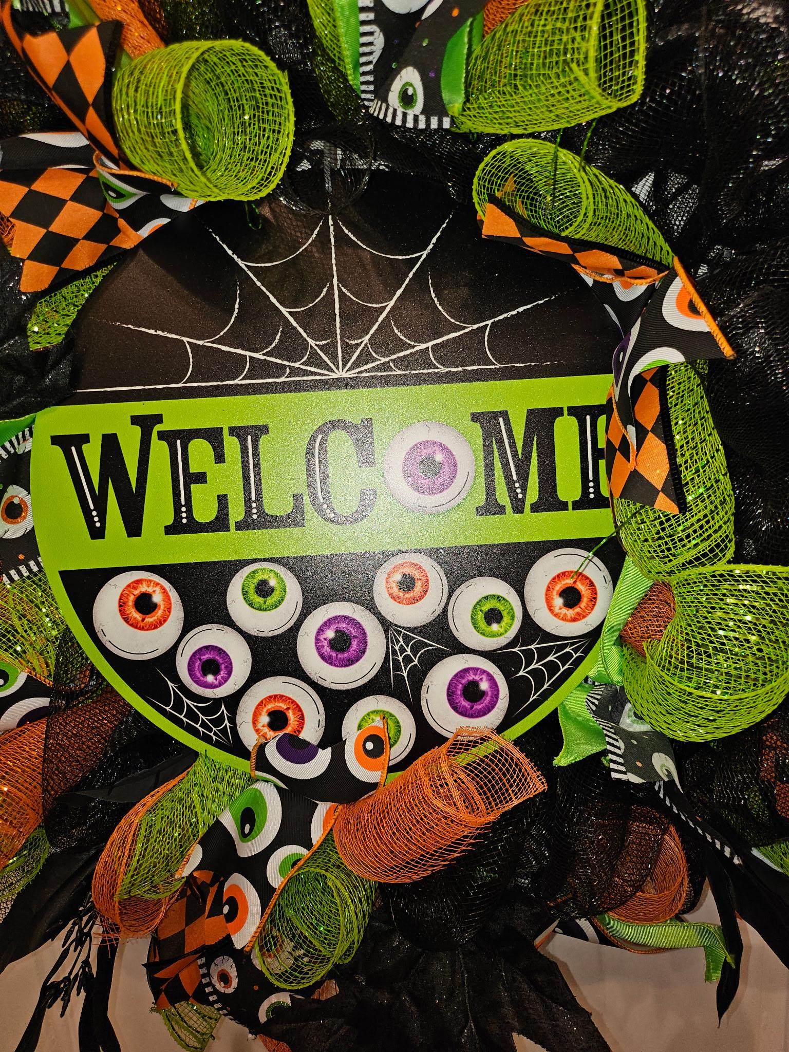 Halloween Welcome Eyeballs Wreath image 2