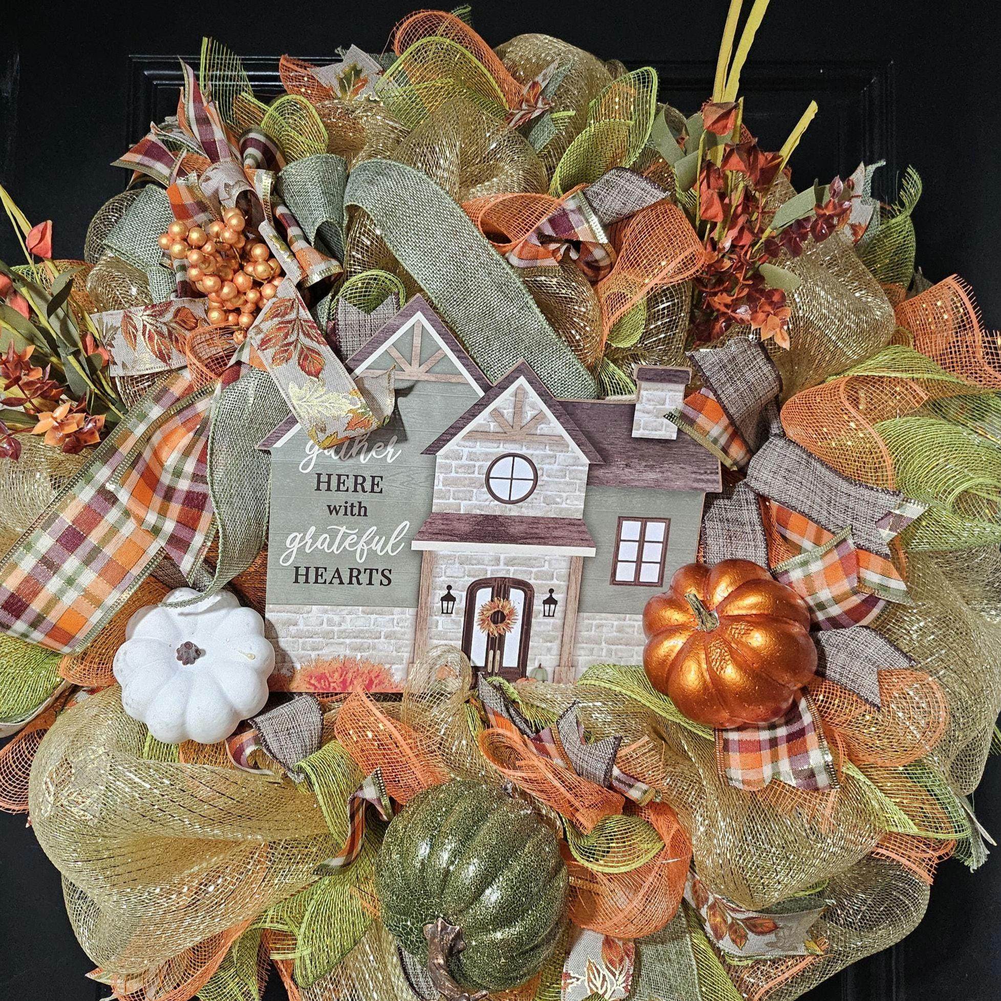 Fall 'Gather Here' Grateful Hearts Wreath image 3