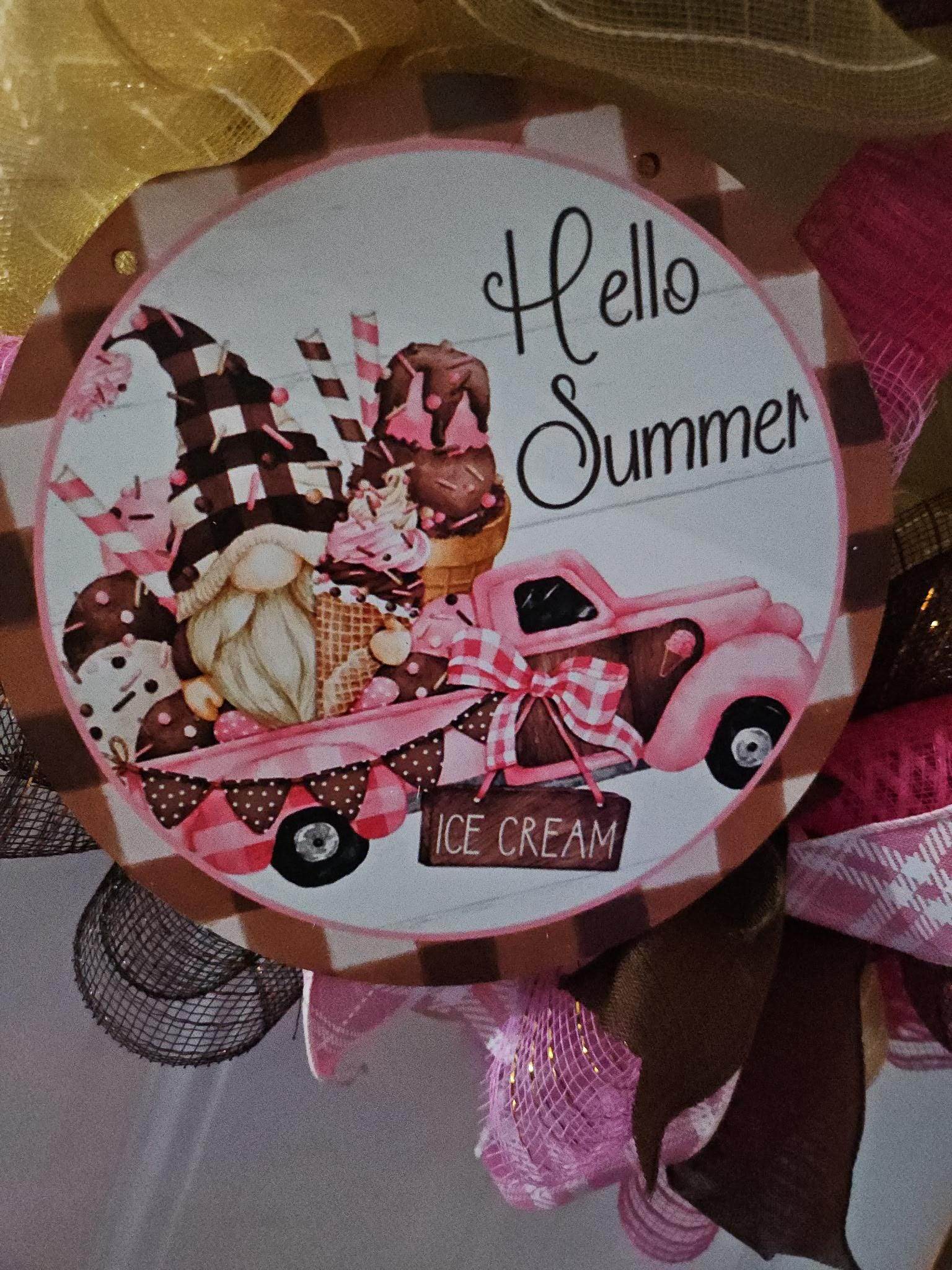 Hello Summer Ice Cream Cone Wreath image 2