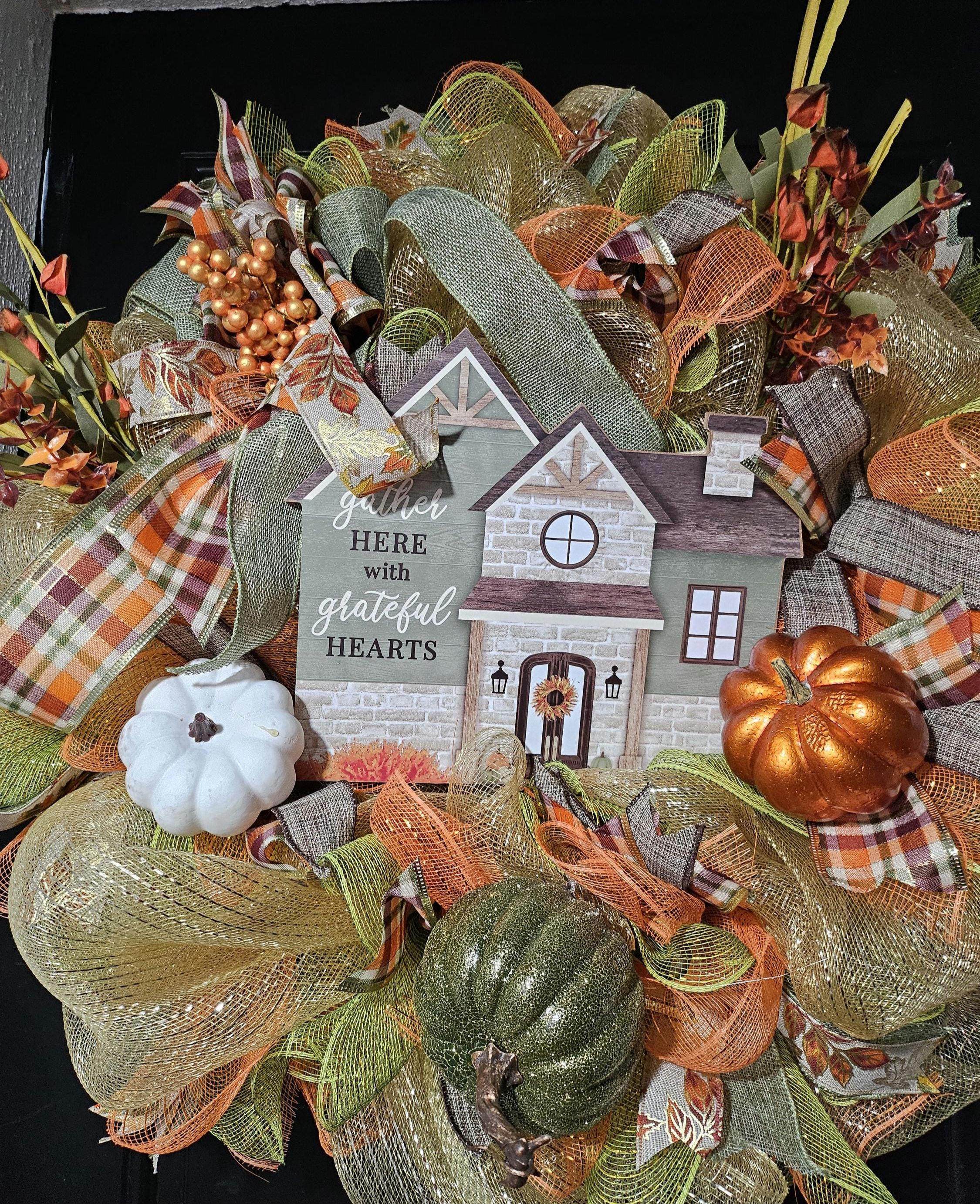 Fall 'Gather Here' Grateful Hearts Wreath image 2