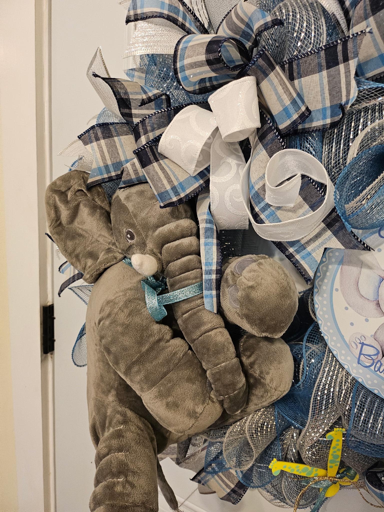 Welcome Baby Boy Elephant Wreath image 3