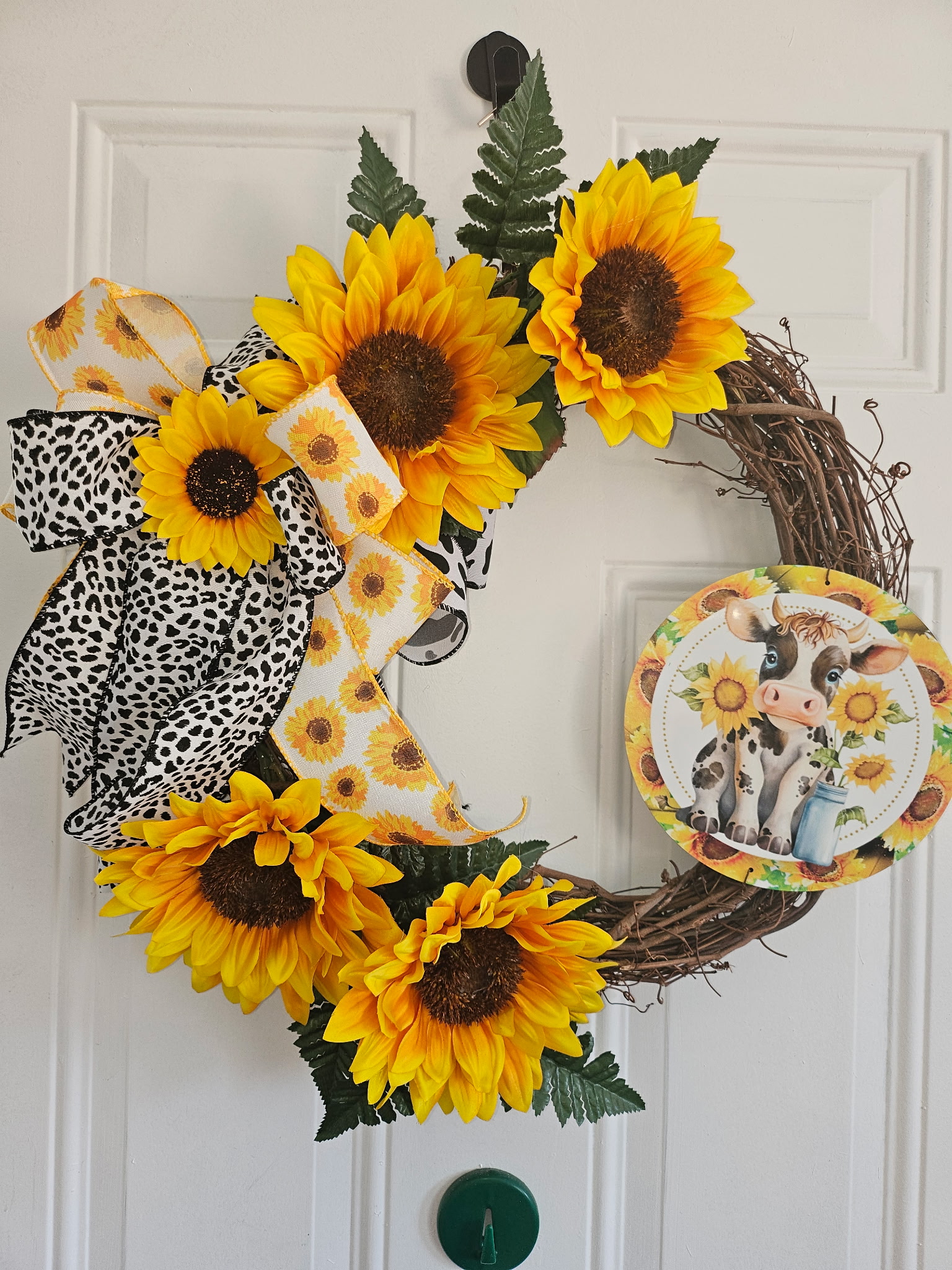 Sunflower Cow Grapevine Wreath