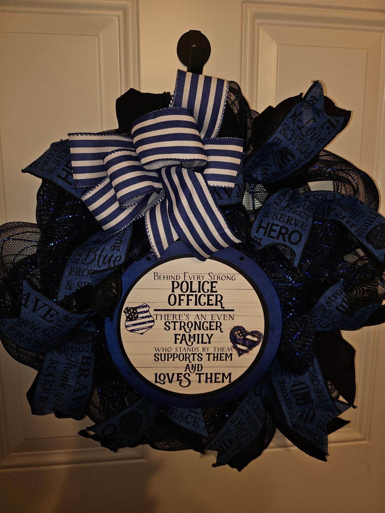 Thin Blue Line Police Officer Support Wreath