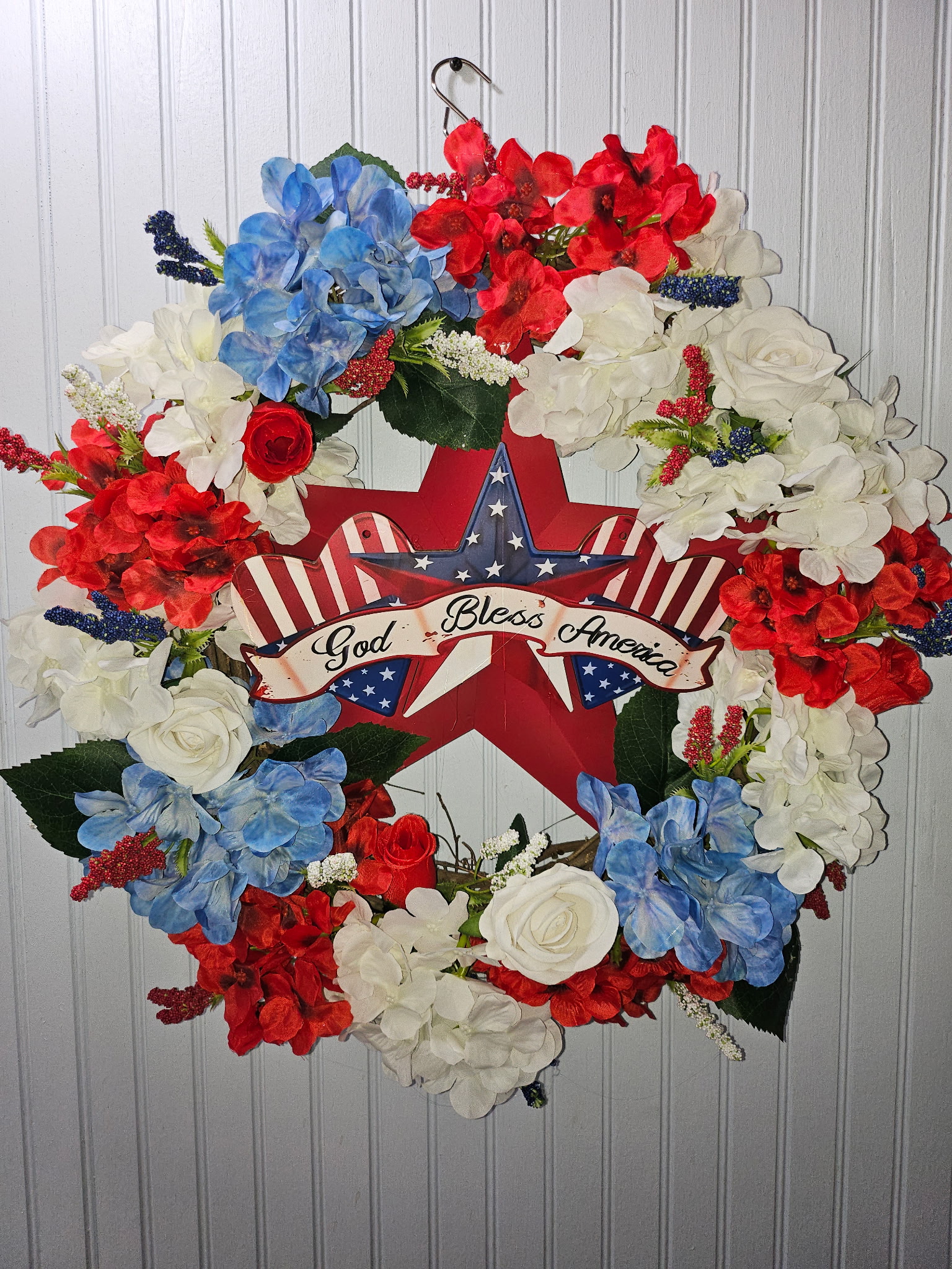 God Bless America Grapevine Wreath