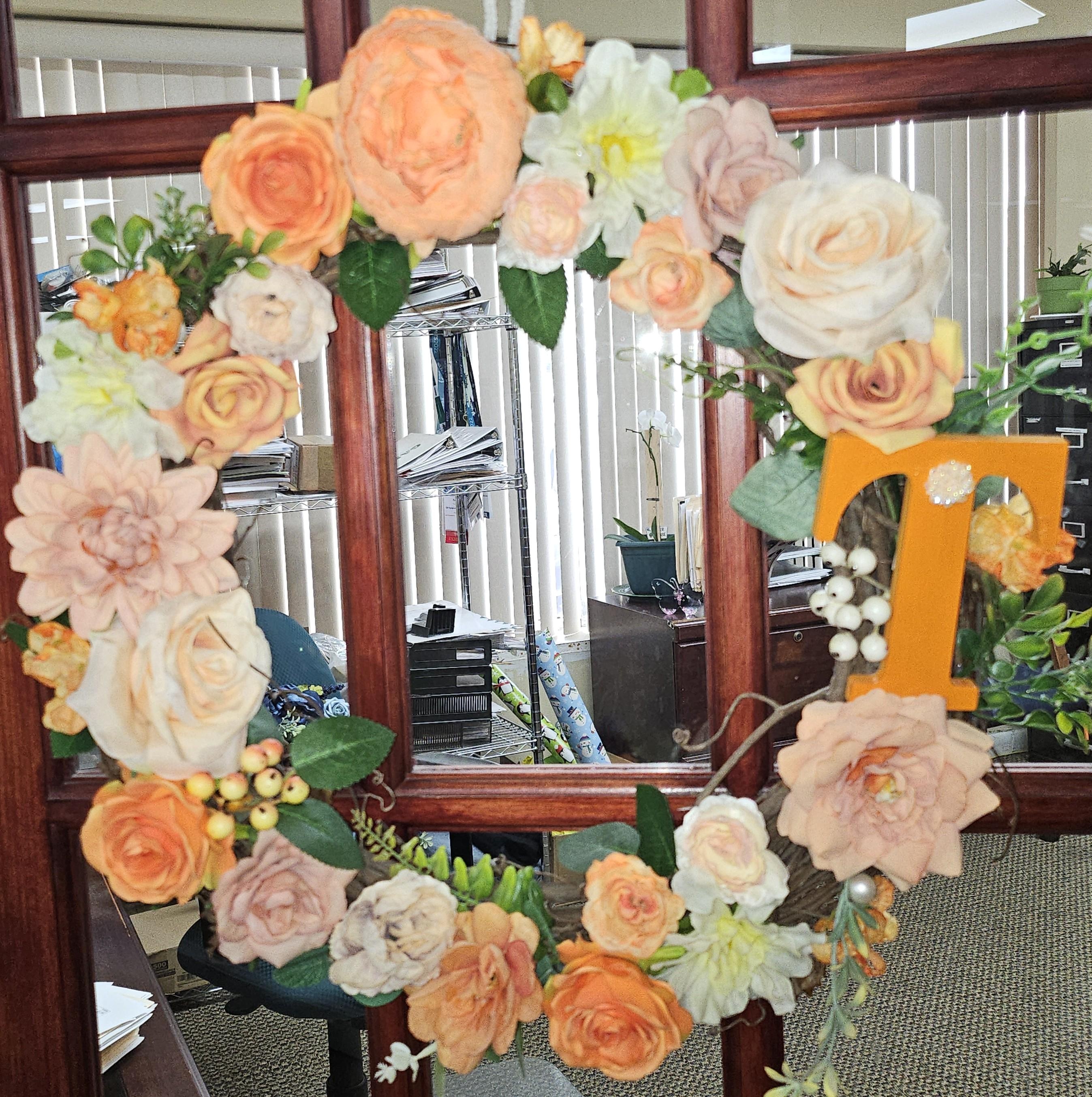 Customizable Monogram Favorite Color Floral Wreath