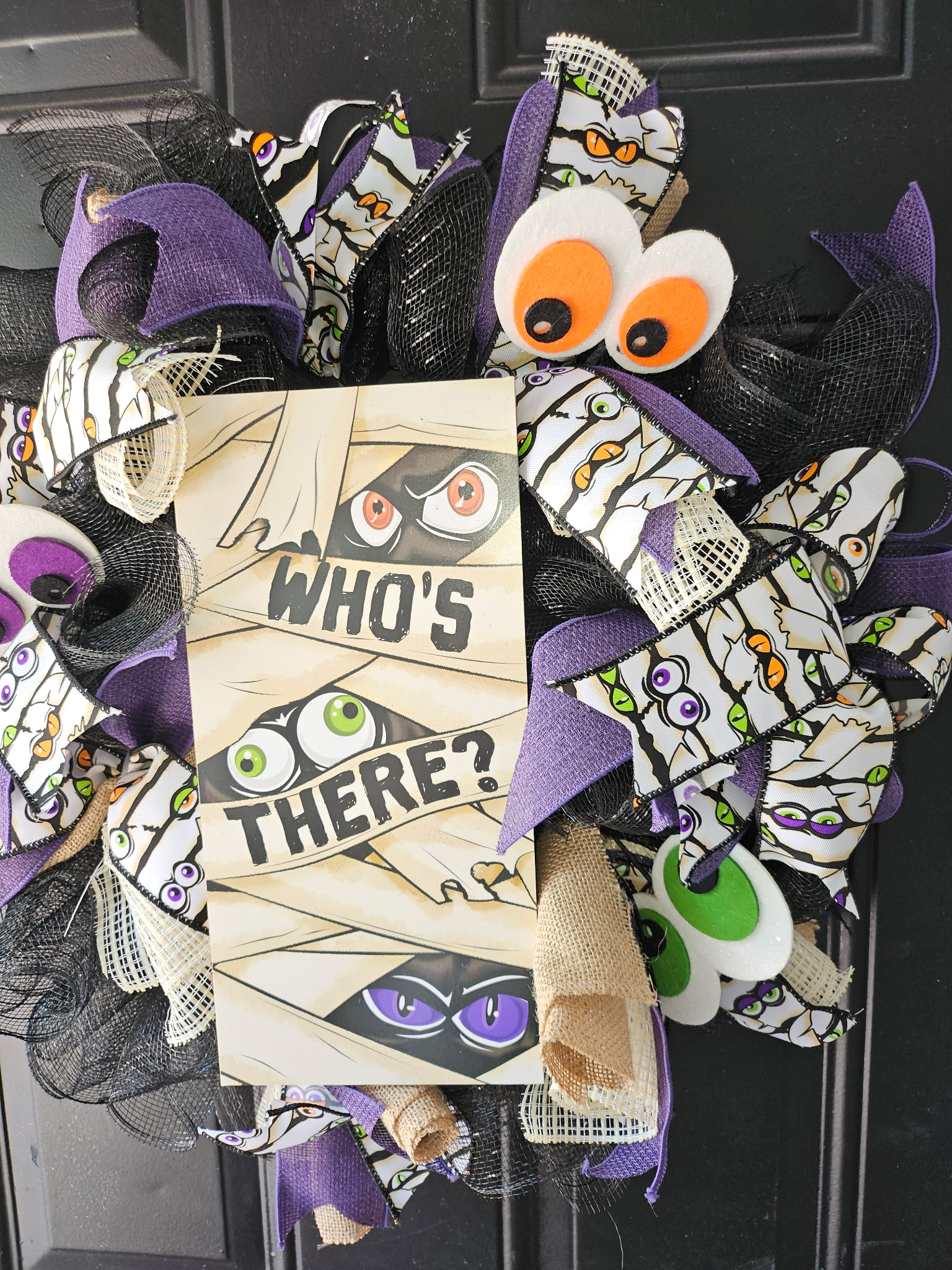 Who's There Mummy Halloween Mesh Wreath image 2